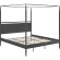 Marlowe 4 Poster Canopy King Platform Bed in Charcoal Black Metal & Neutral Fabric