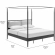 Marlowe 4 Poster Canopy King Platform Bed in Charcoal Black Metal & Neutral Fabric