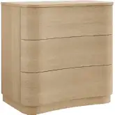 Mirae 3 Drawer Curved Dresser in Brushed Light Oak Wood Grain Laminate