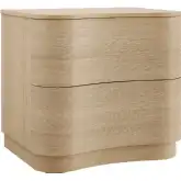 Mirae 2 Drawer Curved Nightstand in Brushed Light Oak Wood Grain Laminate