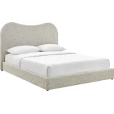 Seluna Queen Platform Bed in Rock Gray Boucle Fabric