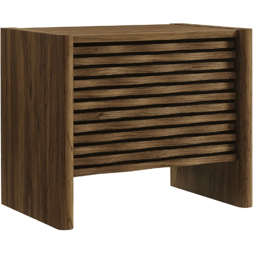 Emric Wave Nightstand in Walnut Brown Laminated Wood
