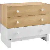 Nolia 3 Drawer Color Block Dresser in Oak & White Finish