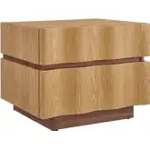 Isola 2 Drawer Nightstand in Light Oak & Walnut Brown Finish