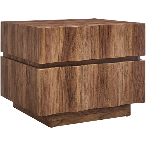 Isola 2 Drawer Nightstand in Walnut Brown Finish