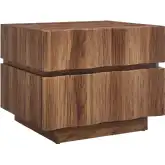 Isola 2 Drawer Nightstand in Walnut Brown Finish