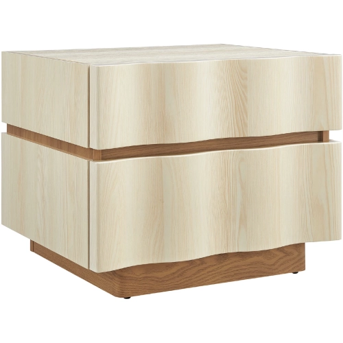 Isola 2 Drawer Nightstand in White Oak & Light Oak Finish