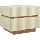 Isola 2 Drawer Nightstand in White Oak & Light Oak Finish