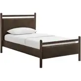 Ginny Twin Platform Bed in Wenge & Mushroom Brown Vegan Leather