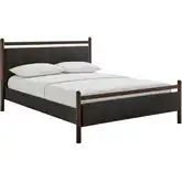 Ginny Full Platform Bed in Wenge & Heathered Dark Gray Fabric