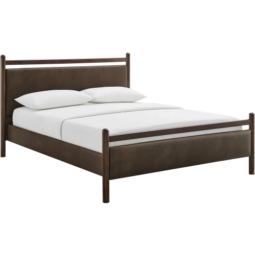 Ginny Full Platform Bed in Wenge & Mushroom Brown Vegan Leather