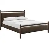 Ginny King Platform Bed in Wenge & Mushroom Brown Vegan Leather