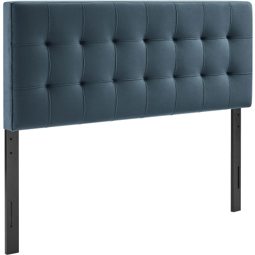 Lily Full Headboard in Tufted Cadet Blue Performance Velvet