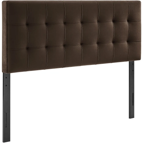 Lily Queen Headboard in Tufted Chocolate Brown Performance Velvet