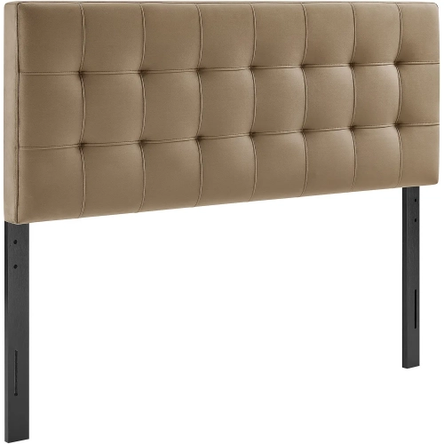 Lily Queen Headboard in Tufted Taupe Brown Performance Velvet