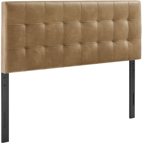 Lily Queen Headboard in Tufted Toast Brown Vegan Leather