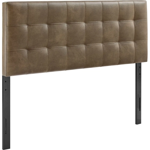 Lily King Headboard in Tufted Mushroom Brown Vegan Leather