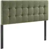 Lily King Headboard in Tufted Leaf Green Textured Chenille