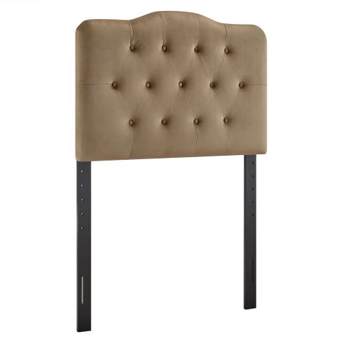 Annabel Twin Headboard in Tufted Taupe Brown Performance Velvet