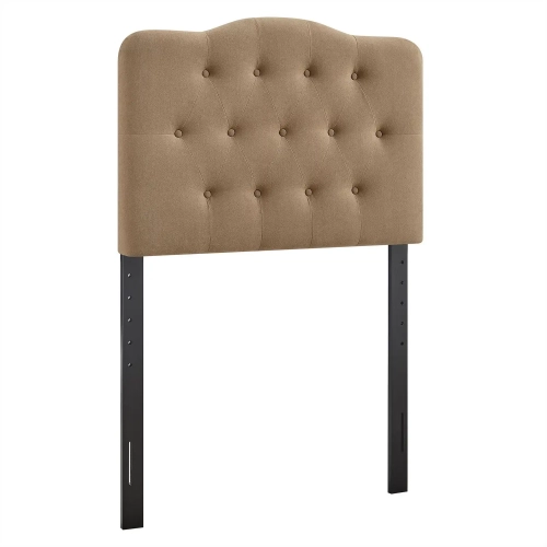 Annabel Twin Headboard in Tufted Almond Brown Linen Blend Fabric