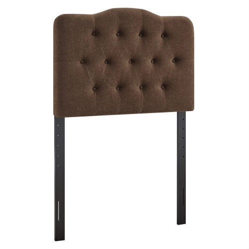Annabel Twin Headboard in Tufted Cocoa Brown Linen Blend Fabric