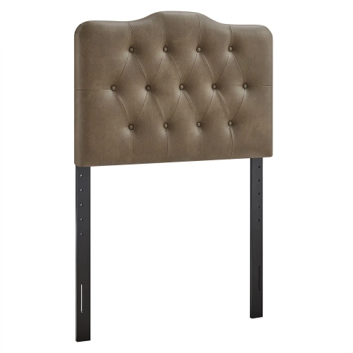 Annabel Twin Headboard in Tufted Mushroom Brown Faux Leather