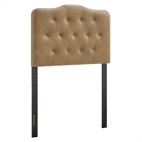 Annabel Twin Headboard in Tufted Toast Brown Faux Leather