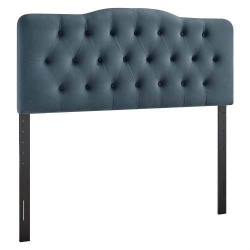 Annabel Full Headboard in Tufted Cadet Blue Performance Velvet