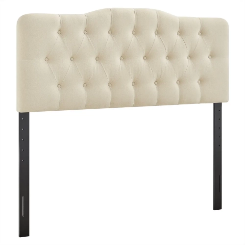 Annabel Full Headboard in Tufted Linen Brown Linen Blend Fabric
