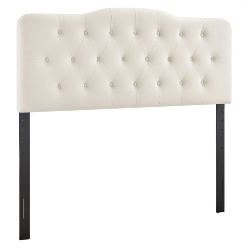 Annabel Queen Headboard in Tufted Alabaster White Performance Velvet
