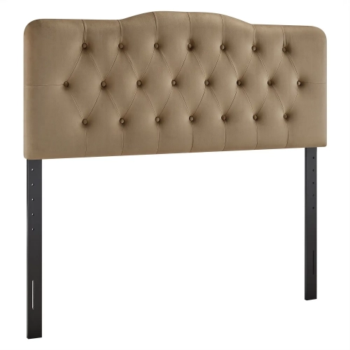 Annabel Queen Headboard in Tufted Taupe Brown Performance Velvet