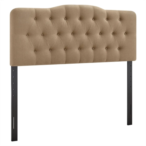 Annabel Queen Headboard in Tufted Almond Brown Linen Blend Fabric