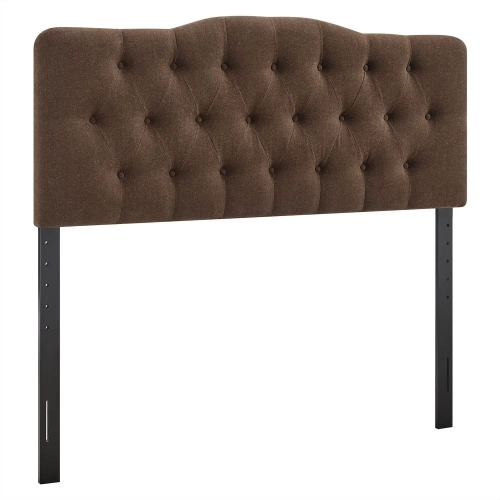 Annabel Queen Headboard in Tufted Cocoa Brown Linen Blend Fabric
