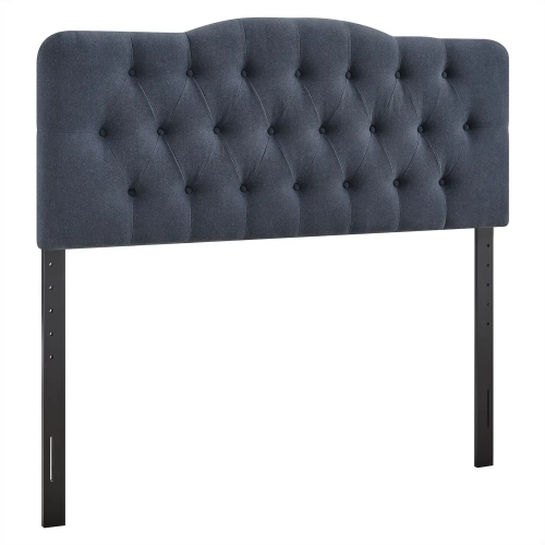 Annabel Queen Headboard in Tufted Denim Blue Linen Blend Fabric