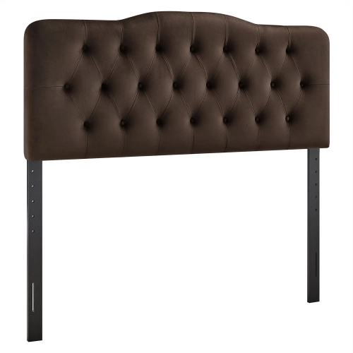 Annabel King Headboard in Tufted Chocolate Brown Performance Velvet