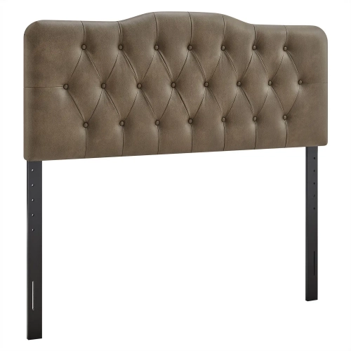 Annabel King Headboard in Tufted Mushroom Brown Vegan Leather