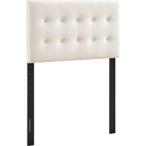 Emily Twin Headboard in Tufted Alabaster White Performance Velvet