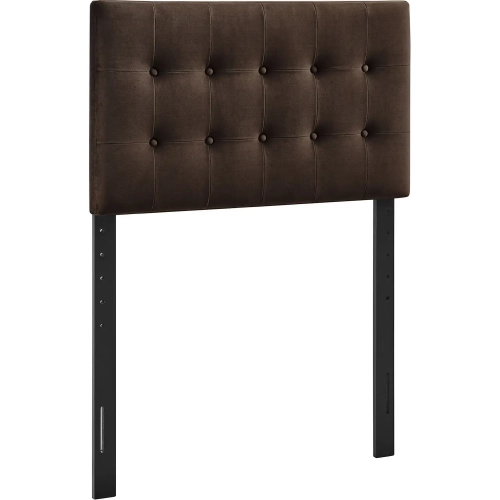 Emily Twin Headboard in Tufted Chocolate Brown Performance Velvet