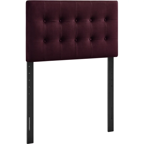 Emily Twin Headboard in Tufted Mulberry Red Performance Velvet