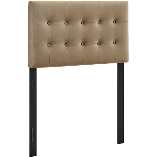 Emily Twin Headboard in Tufted Taupe Brown Performance Velvet