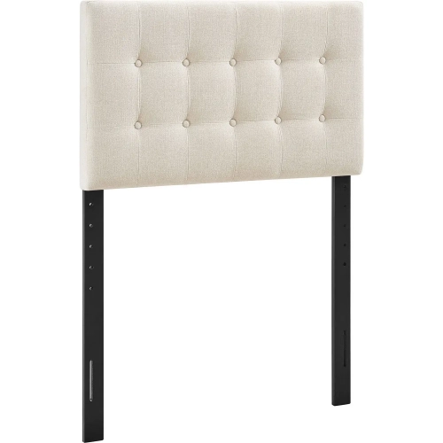 Emily Twin Headboard in Tufted Ecru Off White Fabric
