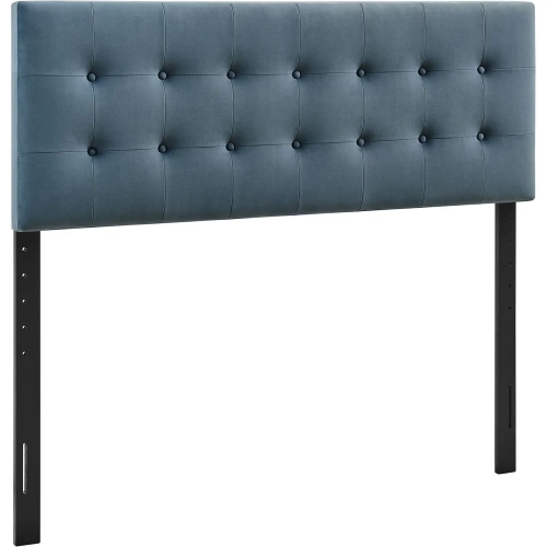 Emily Full Headboard in Tufted Cadet Blue Performance Velvet