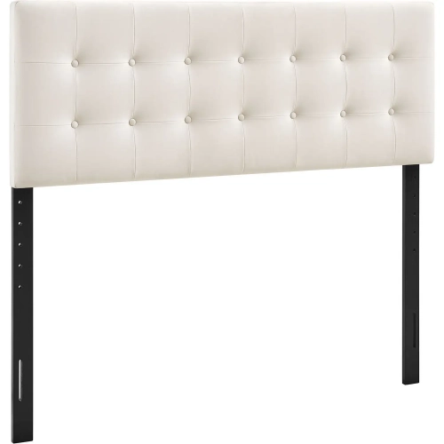 Emily Queen Headboard in Tufted Alabaster White Performance Velvet