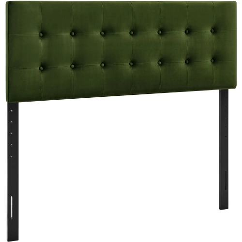 Emily Queen Headboard in Tufted Moss Green Performance Velvet