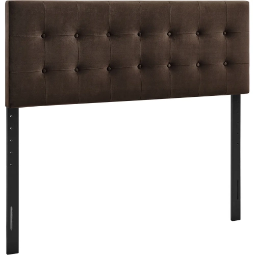 Emily King Headboard in Tufted Chocolate Brown Performance Velvet