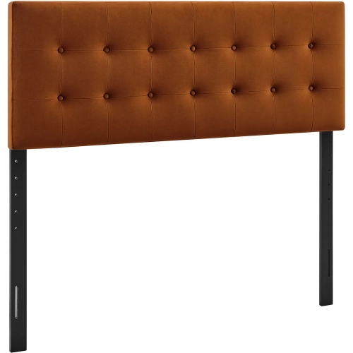 Emily King Headboard in Tufted Rust Brown Performance Velvet