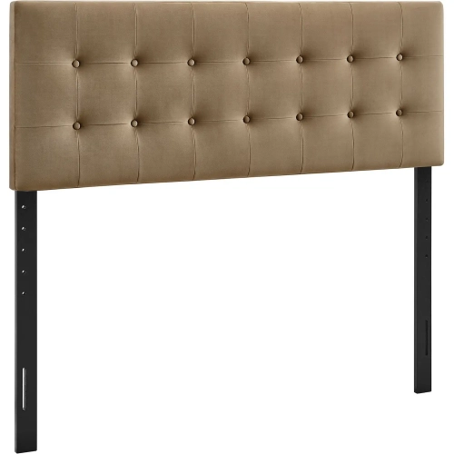 Emily King Headboard in Tufted Taupe Brown Performance Velvet