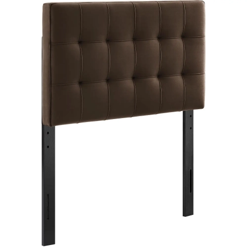 Lily Twin Headboard in Tufted Chocolate Brown Performance Velvet