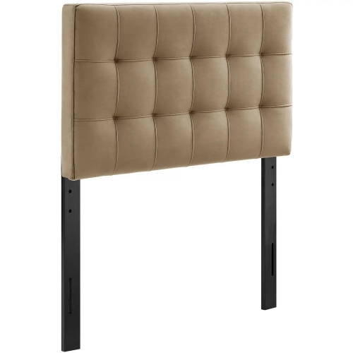 Lily Twin Headboard in Tufted Taupe Brown Performance Velvet