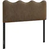 Athena Full Headboard in Earth Brown Stripe Fabric